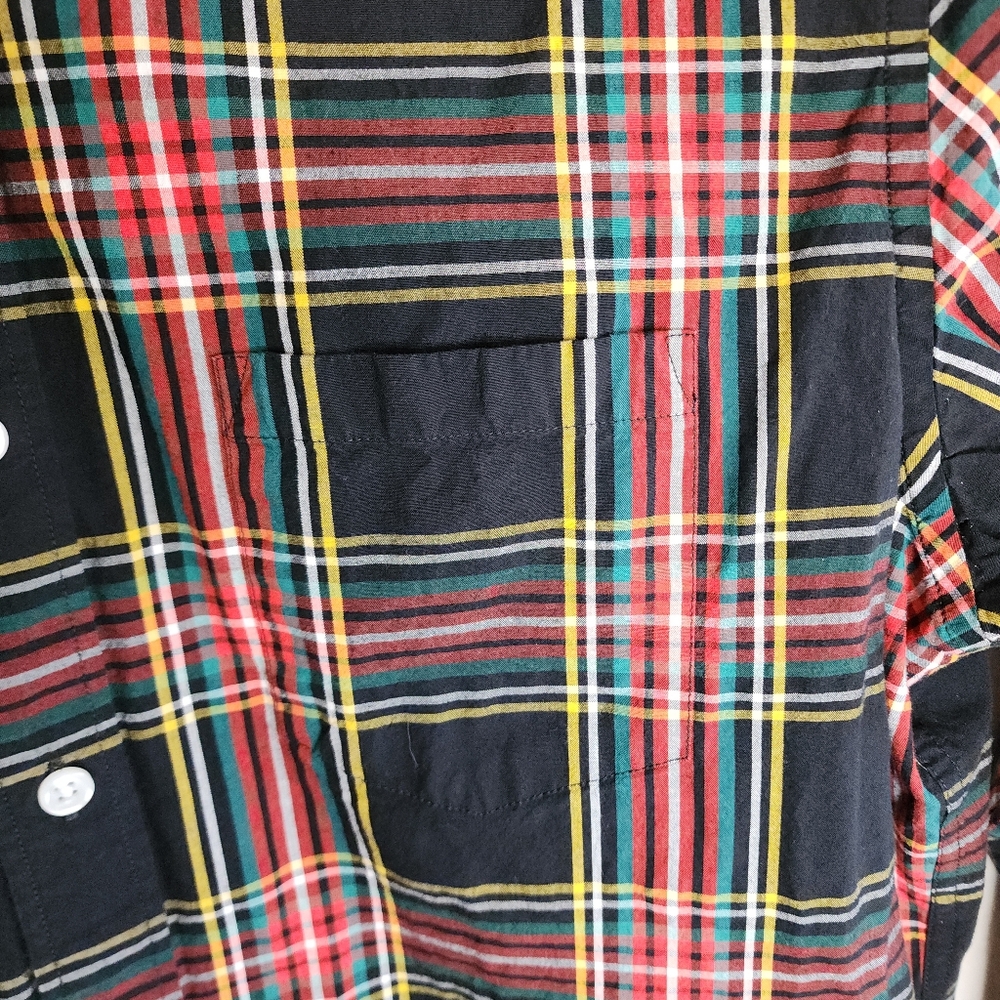 JCrew Plaid Classic Flex Button Down Shirt Black Red Mens Size Large - Picture 5 of 9